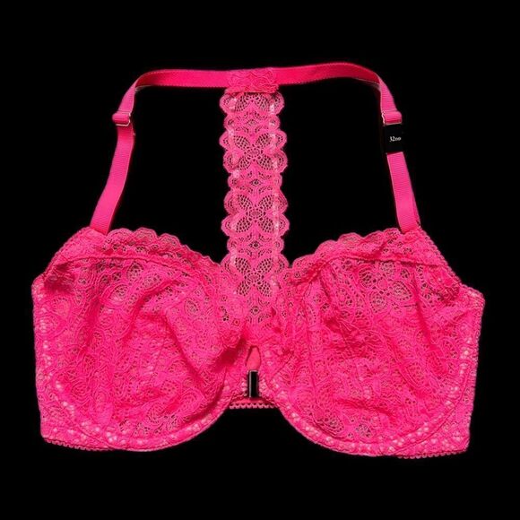 Victorias Secret Dream Angels Unlined Demi Underwire Racerback Lace bra Pink - Picture 2 of 10